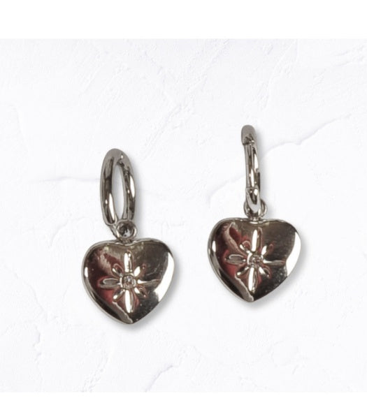 Diamante heart hoop earrings
