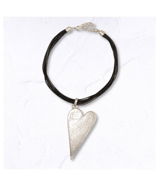 Giant heart multi string necklace