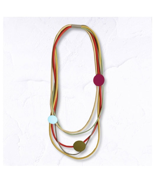 Multi string metal disc necklace