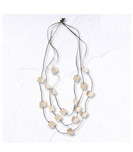 Oblong wooden blocks necklace
