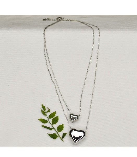 Double heart pendant necklace