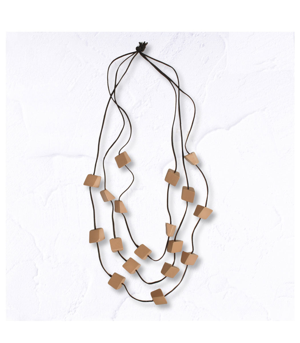 Oblong wooden block necklace