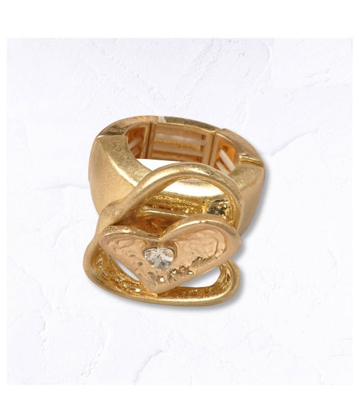 Double heart diamante ring