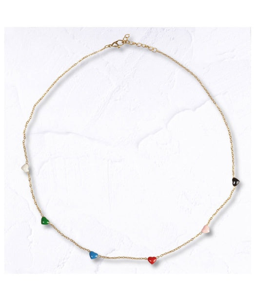 Enamel heart necklace