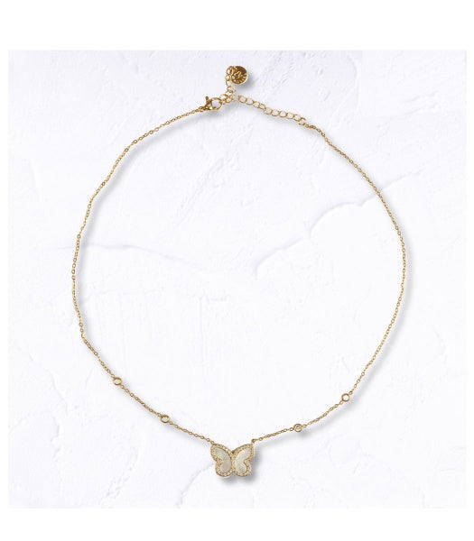 Diamante butterfly necklace