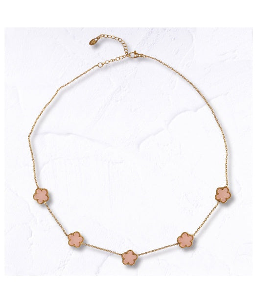 Multi flower gold chain necklace