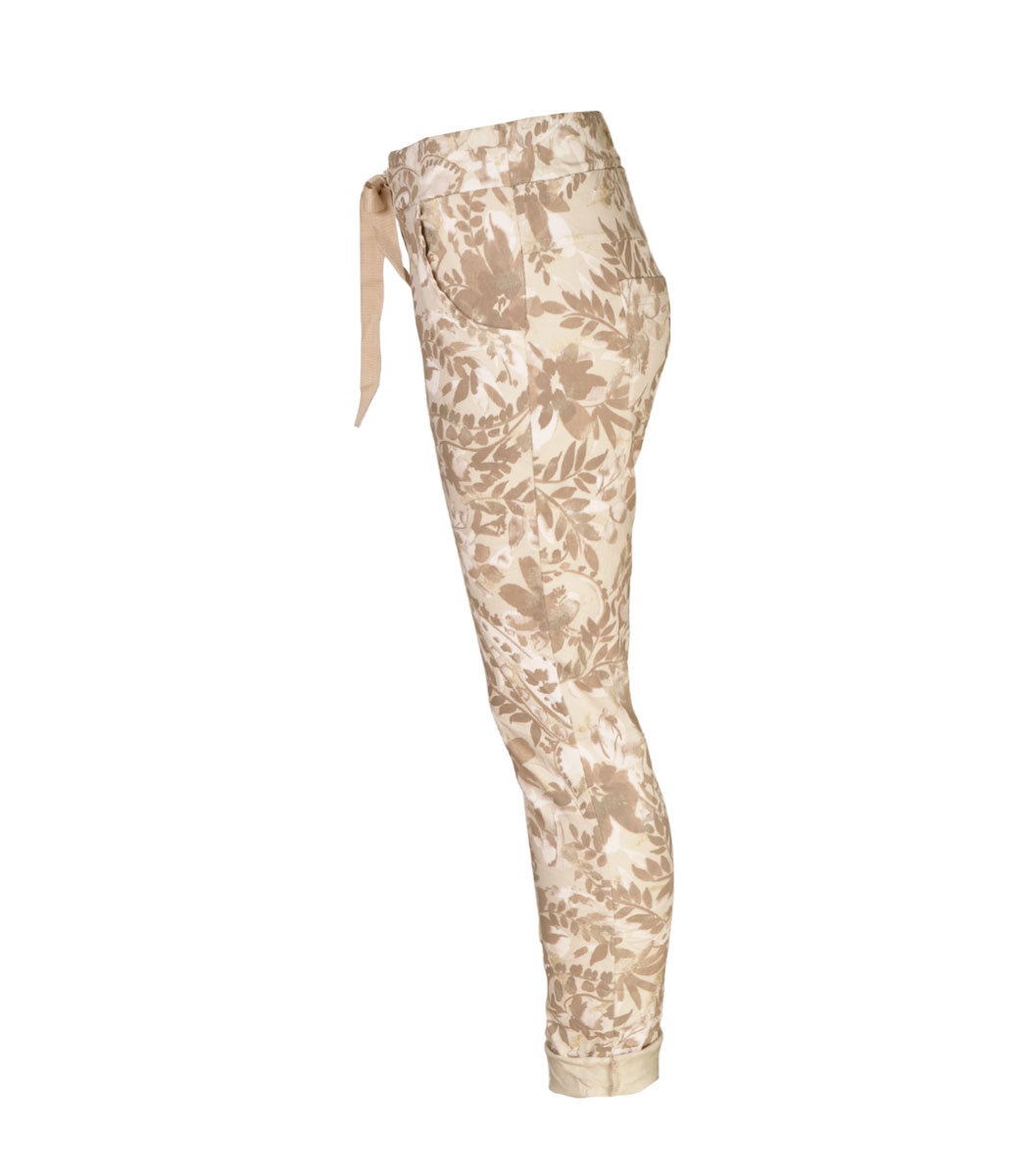 Glitter floral print pants