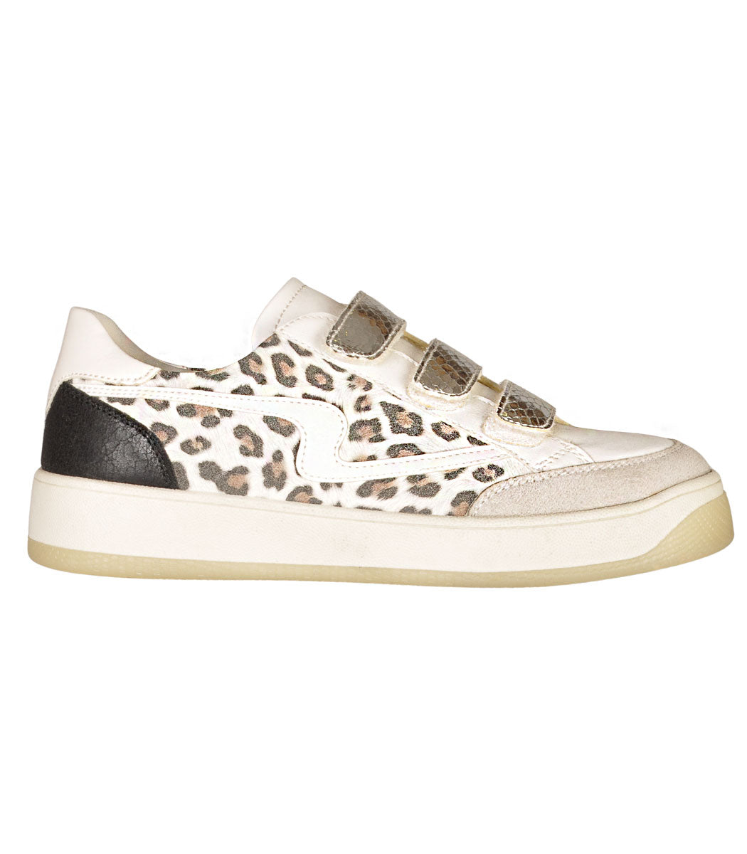 Silver strap animal print sneaker