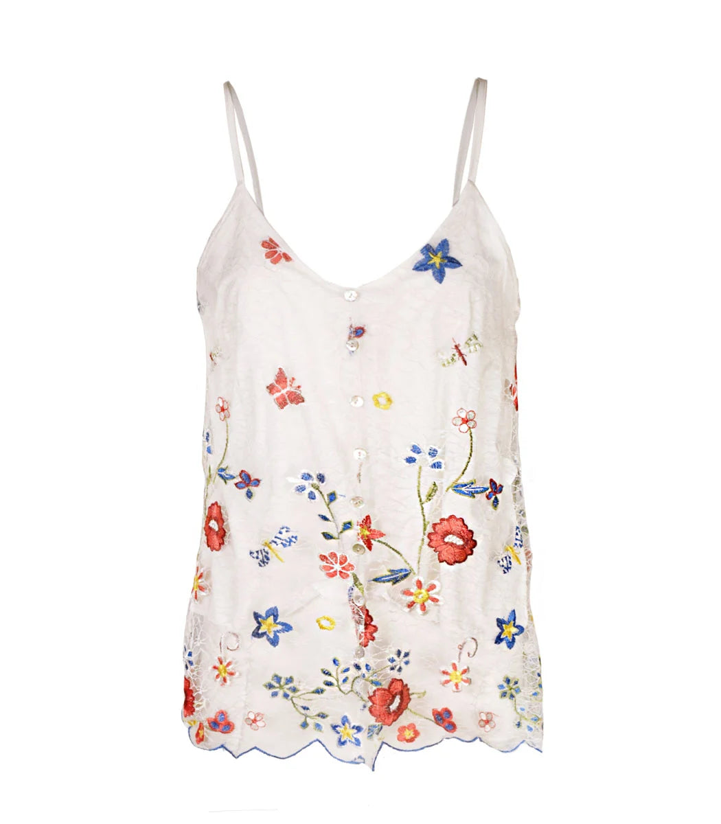 Double layered floral lace cami