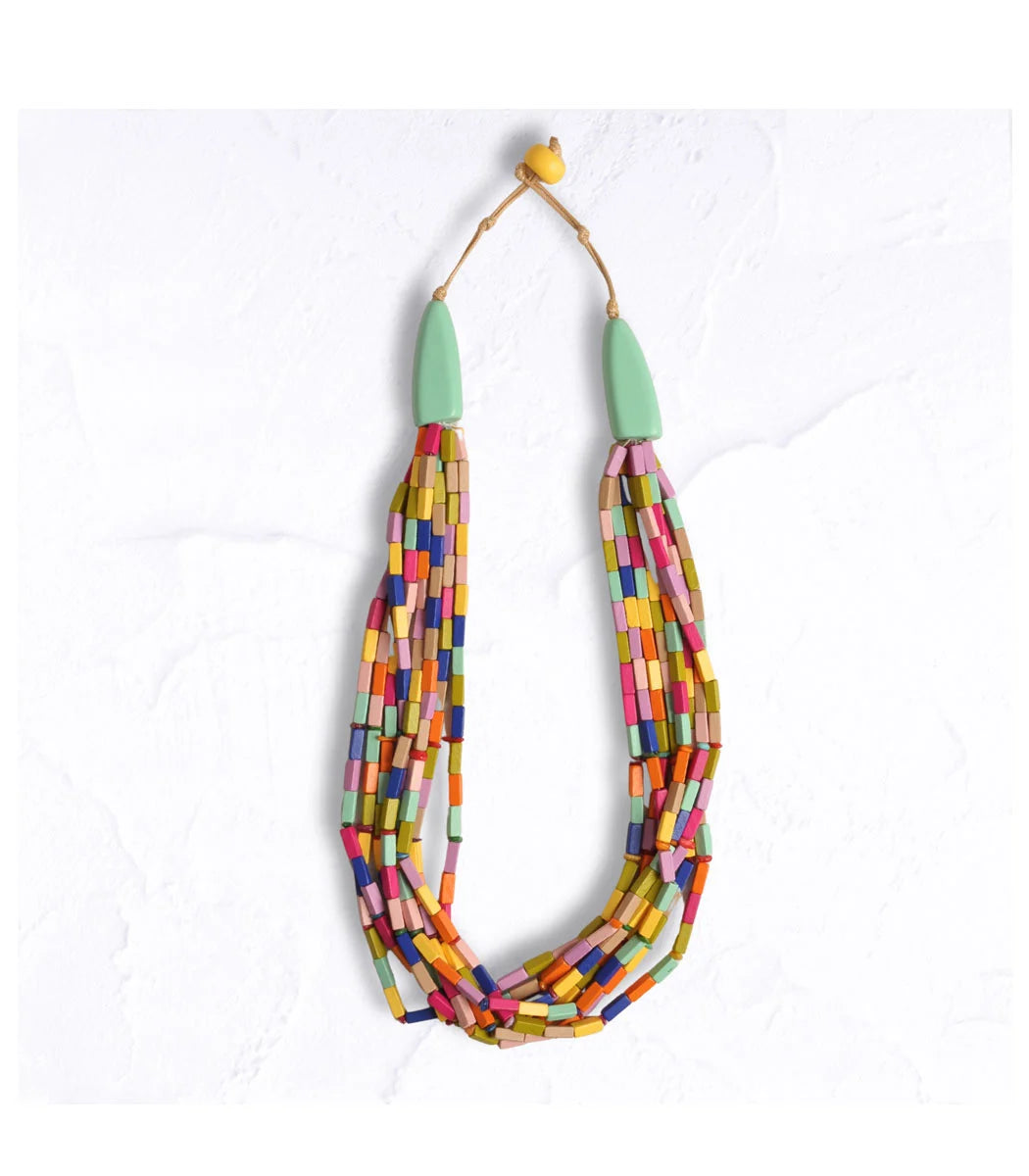 Mini wooden block necklace