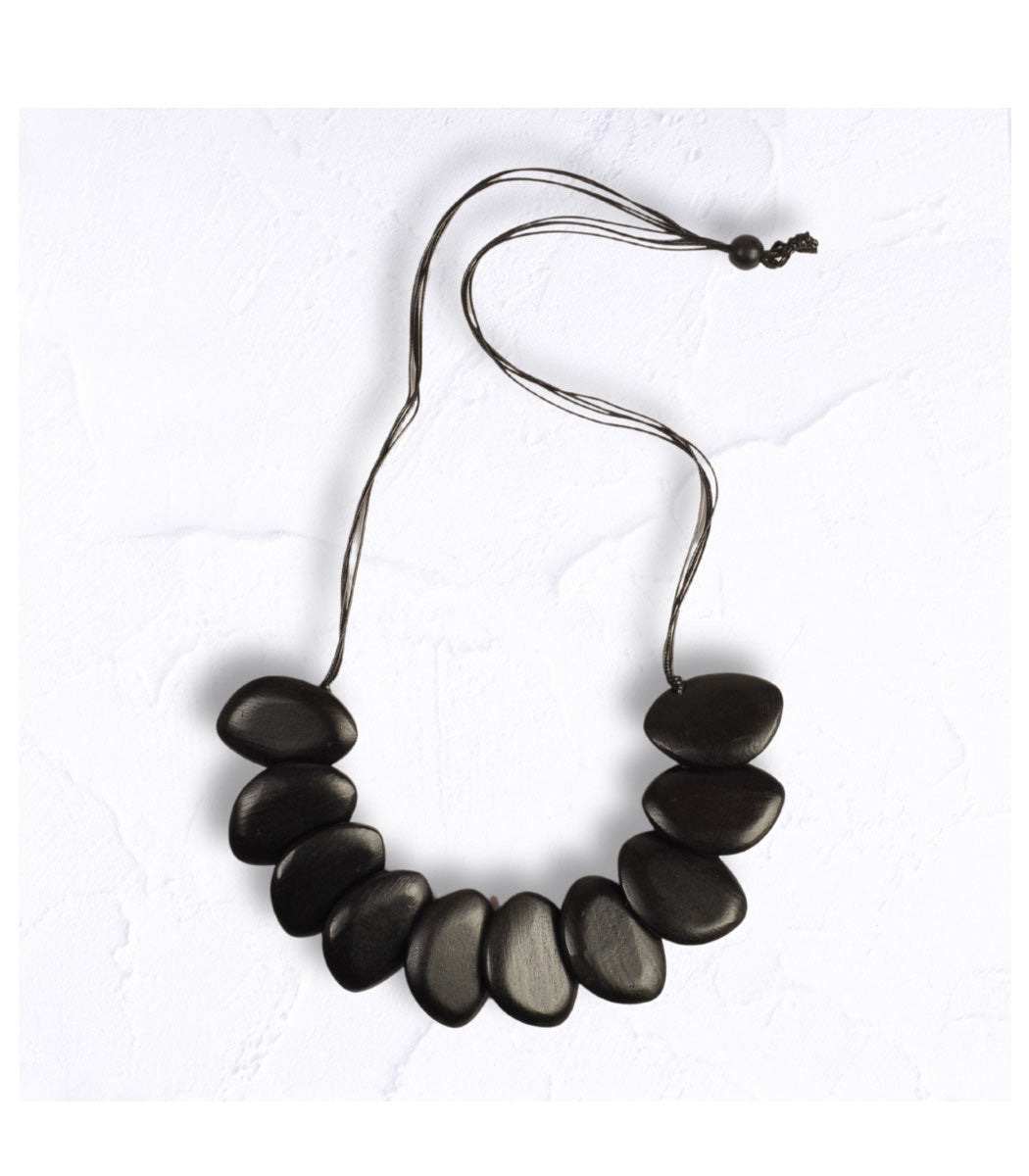 Oblong wooden necklace
