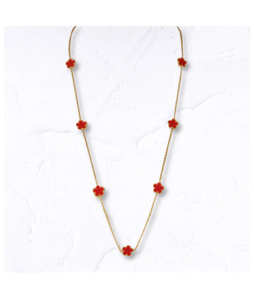 Multi flower gold necklace