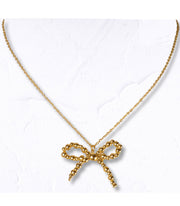 Beaded chain bow necklace