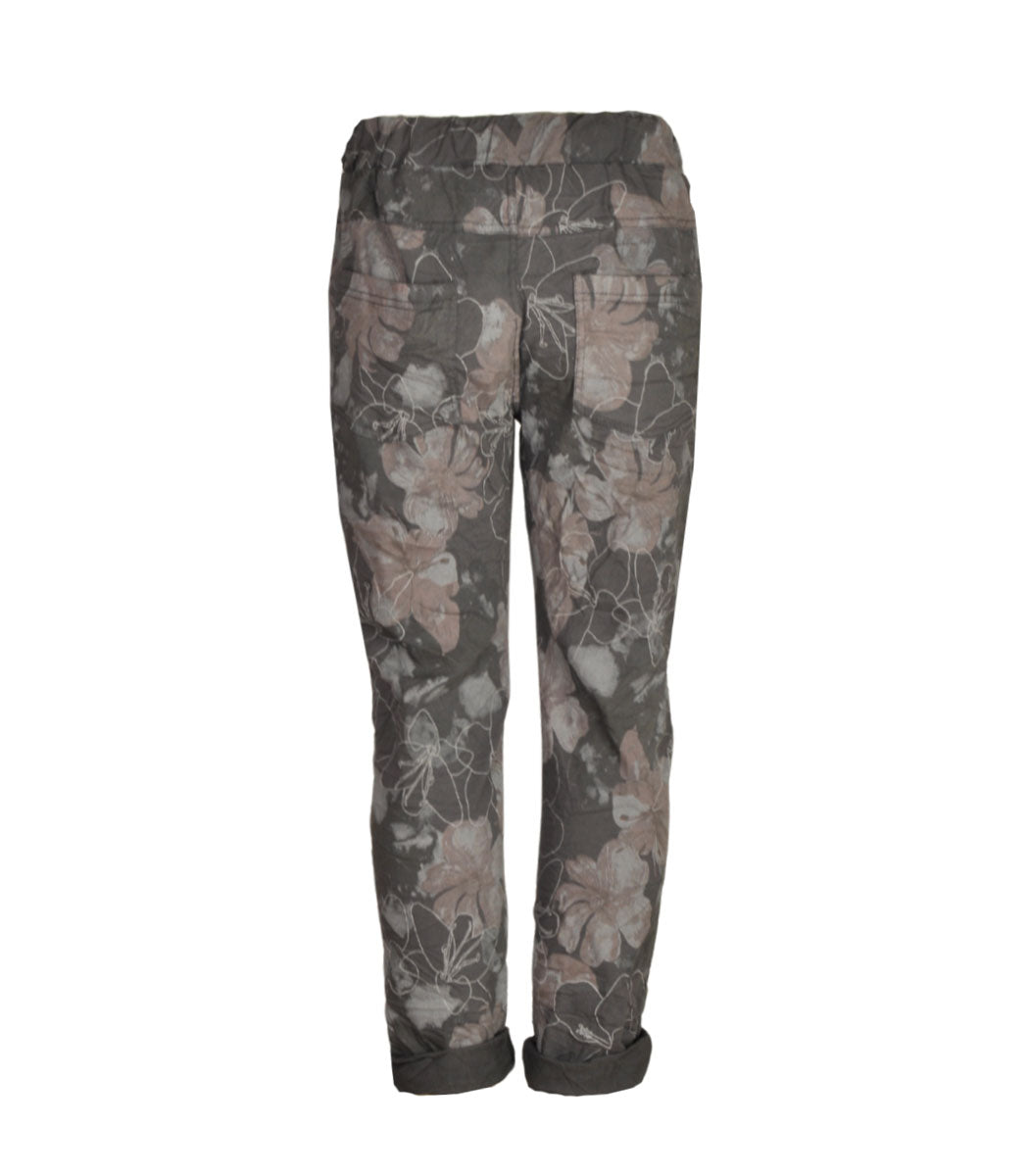 Outline flower print pants