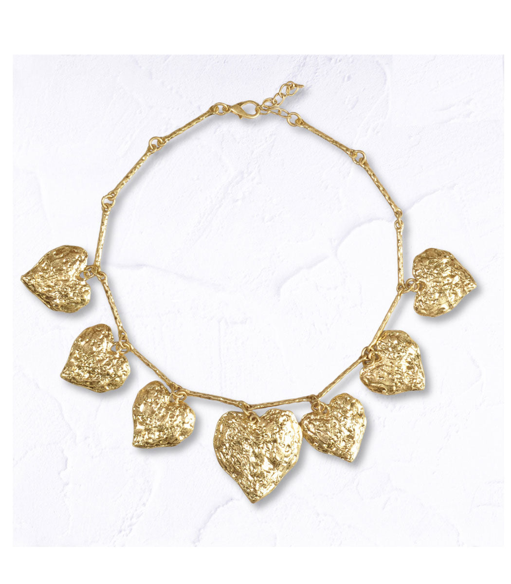 Textured multi heart necklace