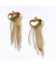Puff heart fringe earrings