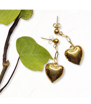 Gold heart chain earrings