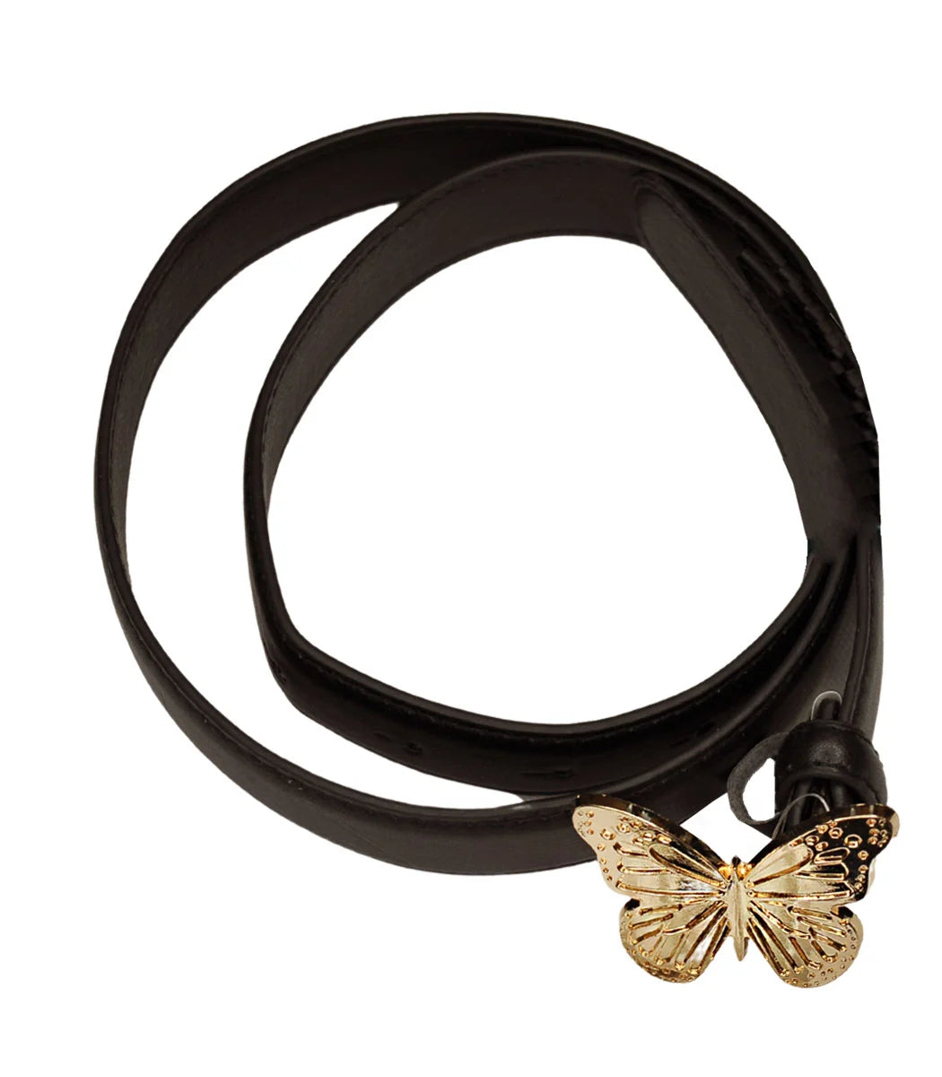 Butterfly charm square buckle belt 