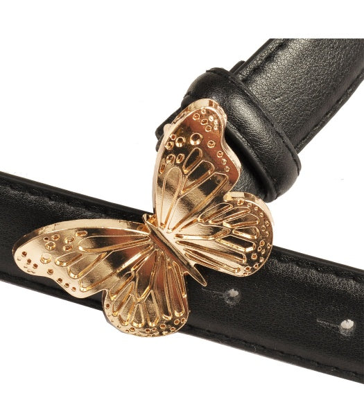 Butterfly charm square buckle belt 