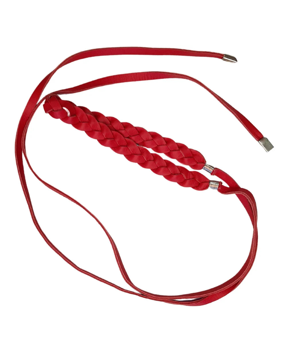 Genuine leather braided belt 