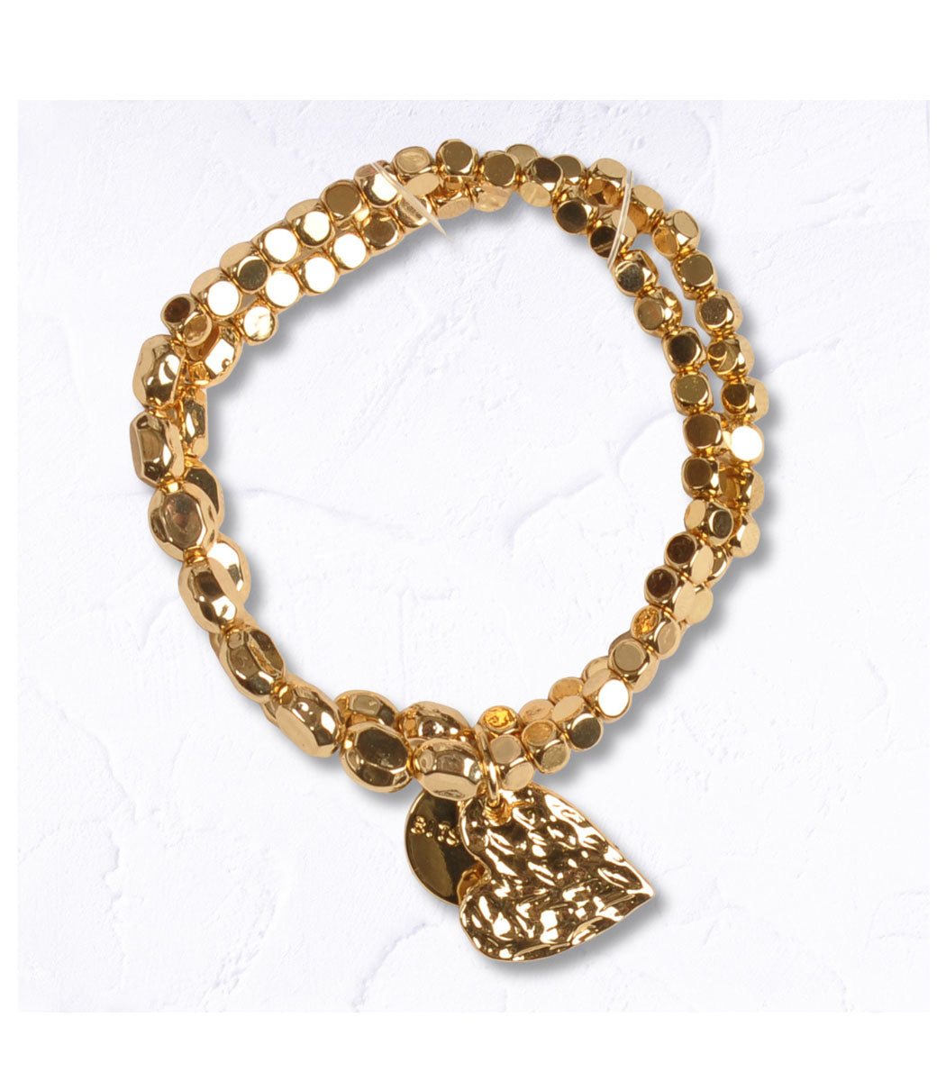 Heart charm beaded bracelet