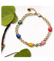 Enamel heart chain bracelet