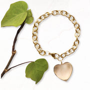 Gold heart chain bracelet