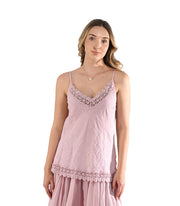 100% Linen embroidered border cami
