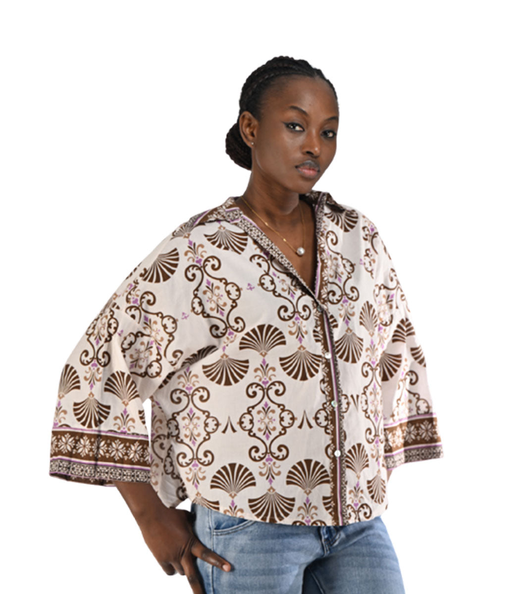 Fan print boxy shirt