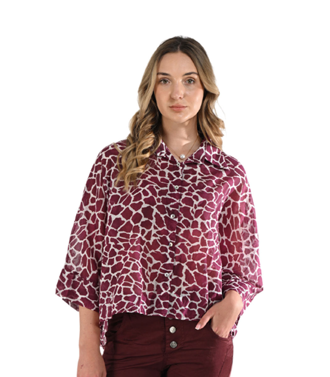 Giraffe print boxy shirt