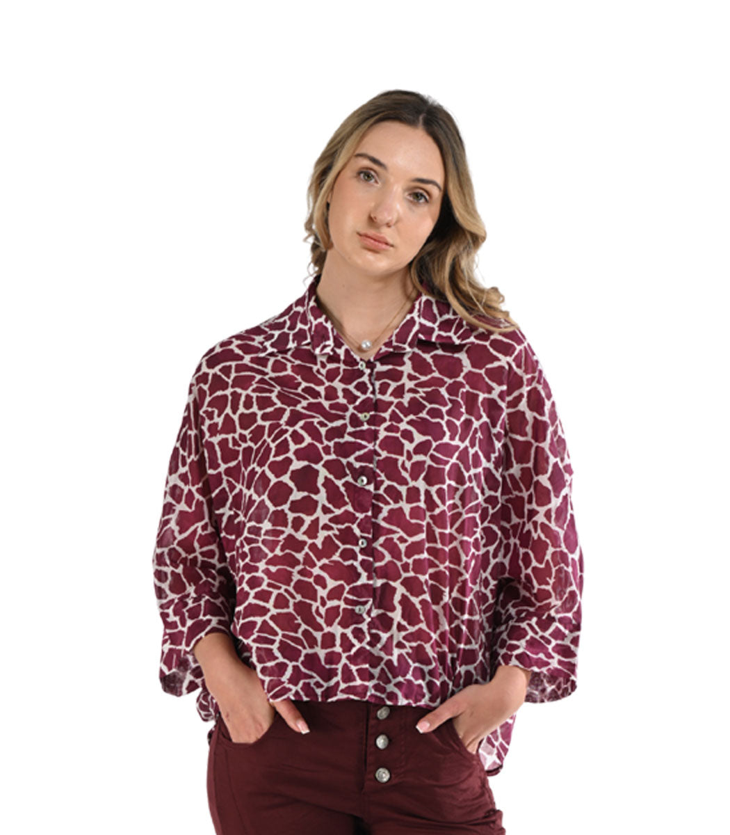 Giraffe print boxy shirt