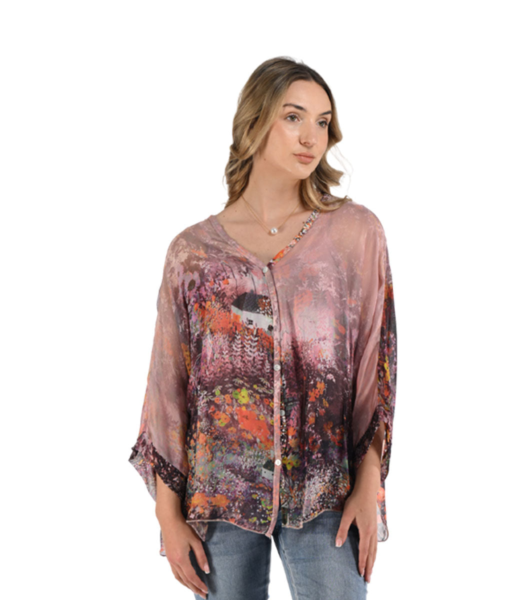 Floral print batwing top