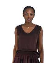 Lurex trim silky tank top