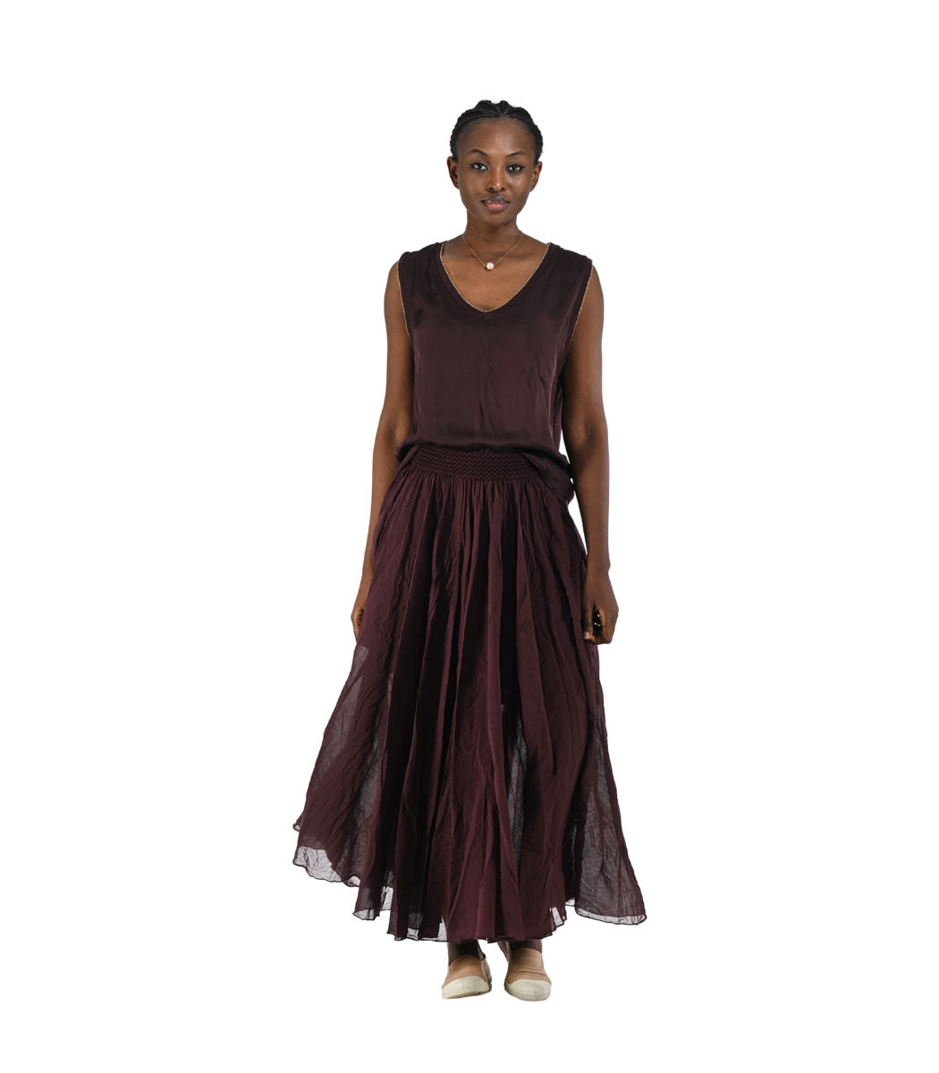 Lurex trim silky tank top