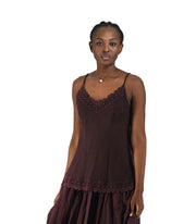 100% Linen embroidered border cami