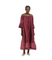 Elastic neckline bell sleeve maxi dress