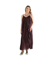 Frayed neckline strap dress