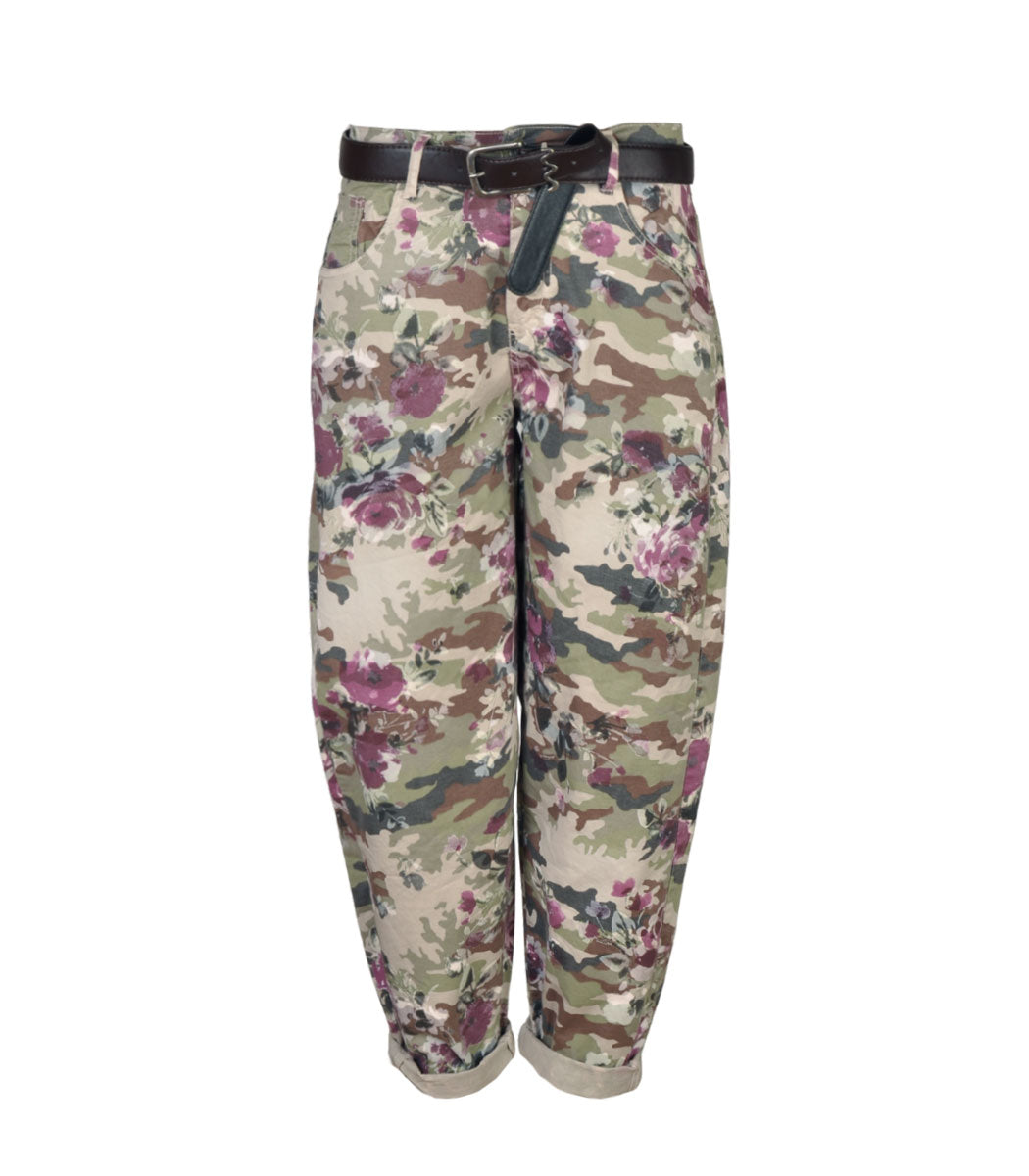 Belted floral pants