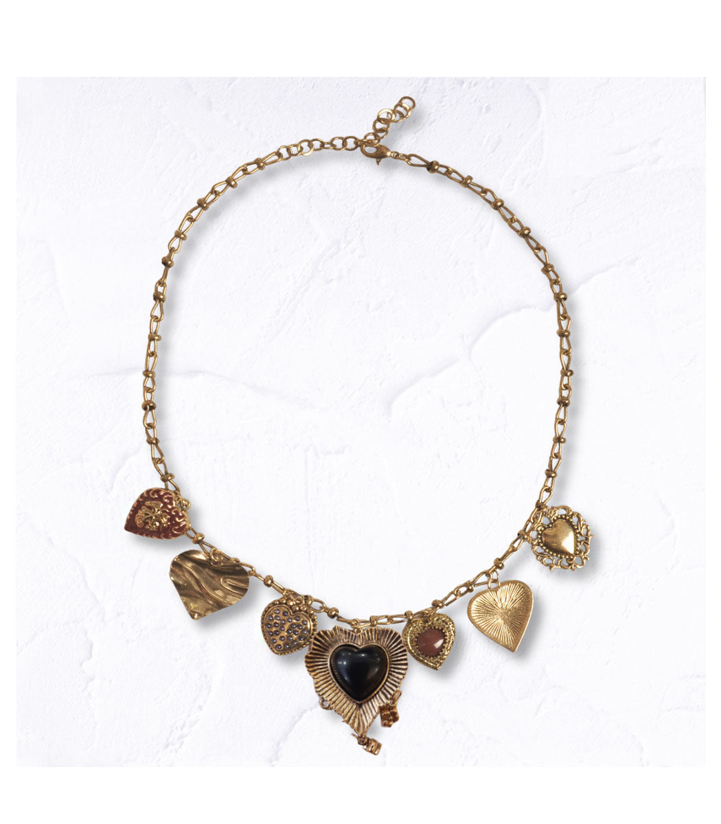 Multi heart chunky necklace