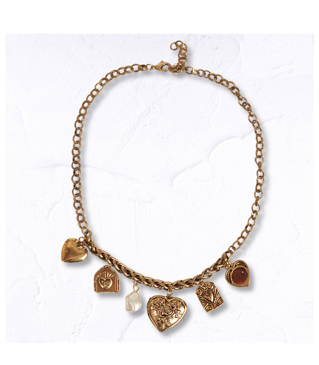 Multi heart locket chunky necklace