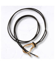 Genuine leather double string oblong buckle belt