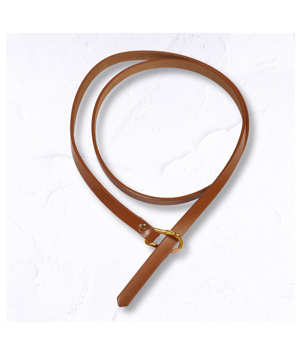 Genuine leather mini buckle skinny belt