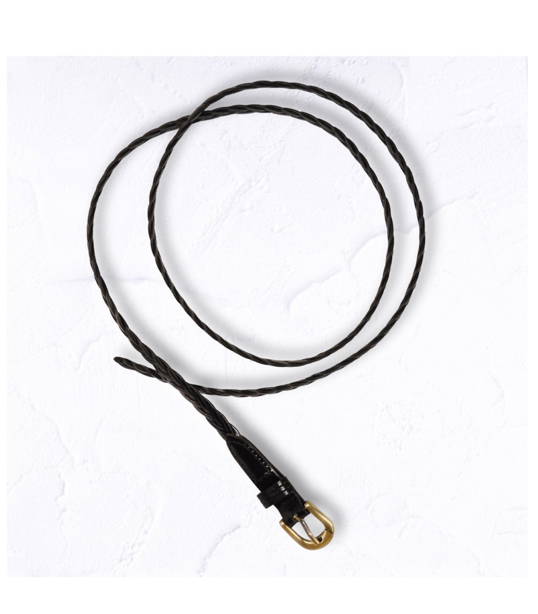 Genuine leather skinny braided belt