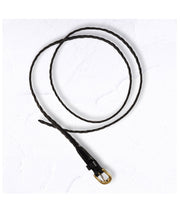 Genuine leather skinny braided belt