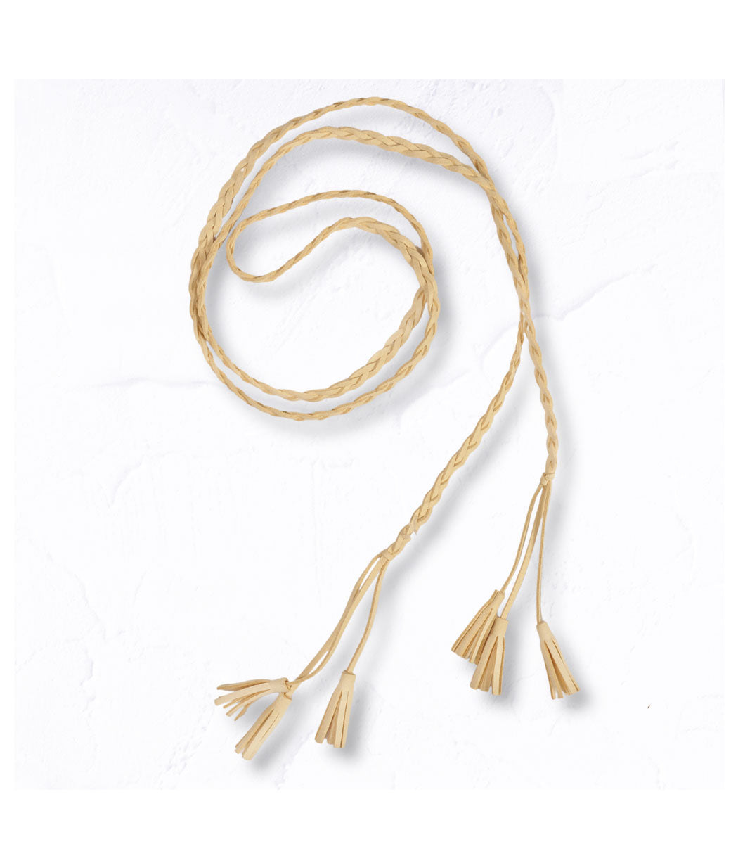 Braided tassel suede belt
