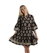 Braided trim belted mini dress