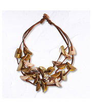 Folded resin disc multi string necklace