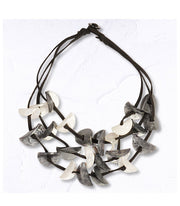 Folded resin disc multi string necklace