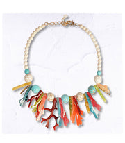 Beaded resin ball coral necklace