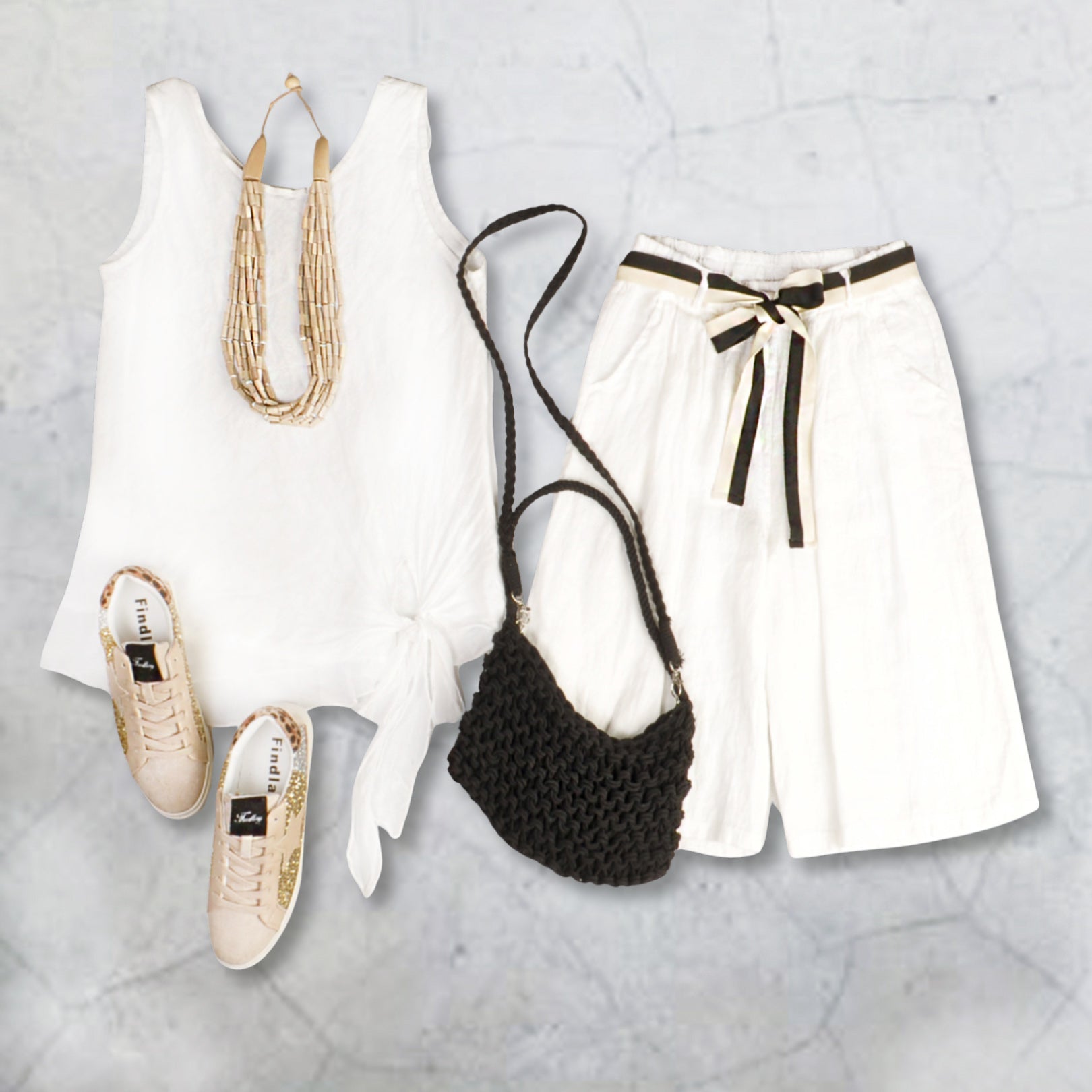 100% Linen bow detail top